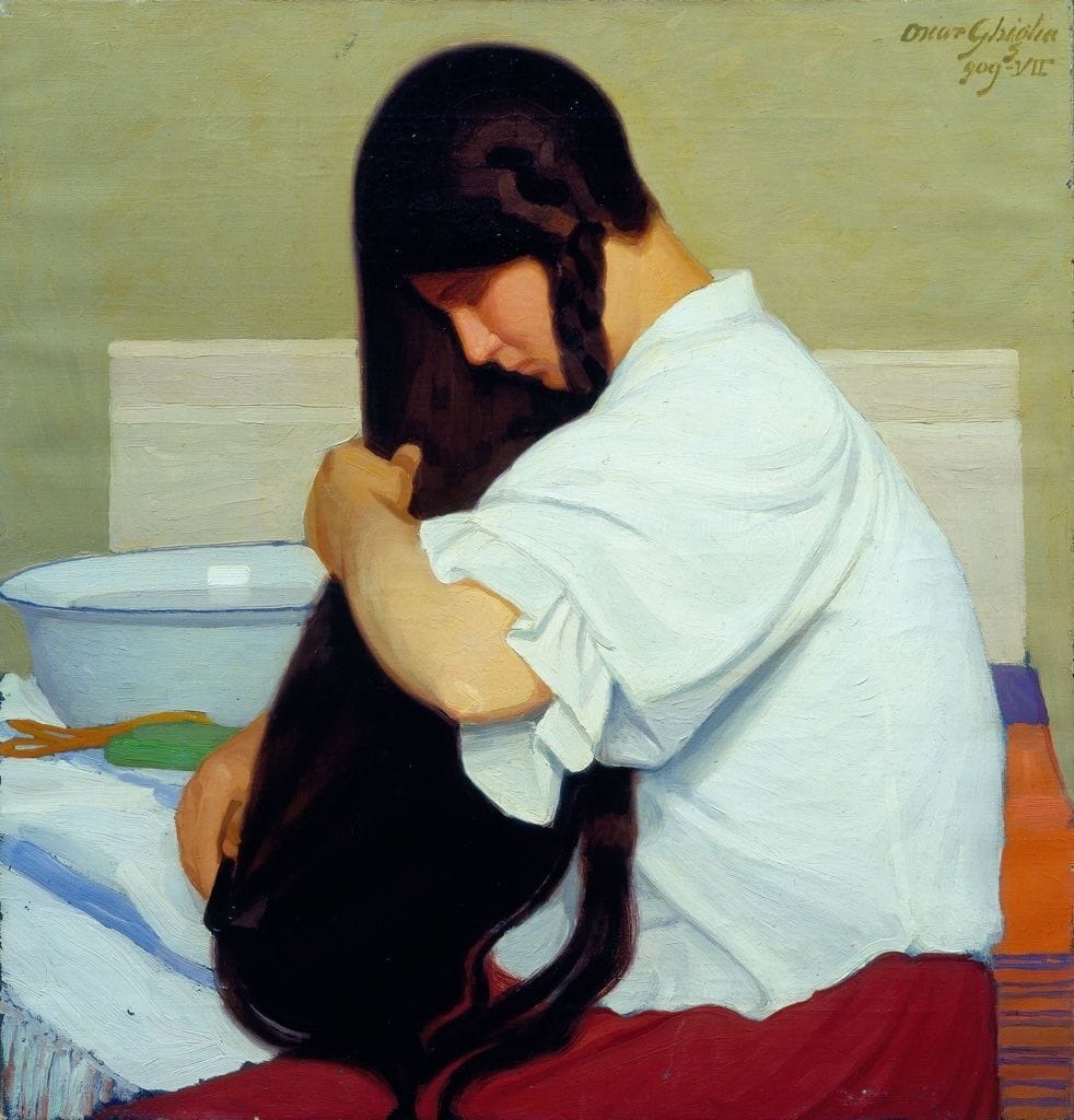 Artwork Title: La camicia bianca [Donna che si pettina)], (The White Shirt [Woman Combing her Hair])