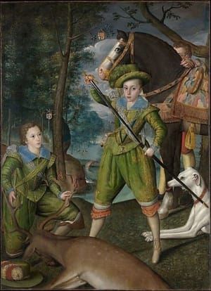 Artwork Title: Portrait of Henry, Prince of Wales (centre), and John Harington, later 2nd Lord Harington of Exton,