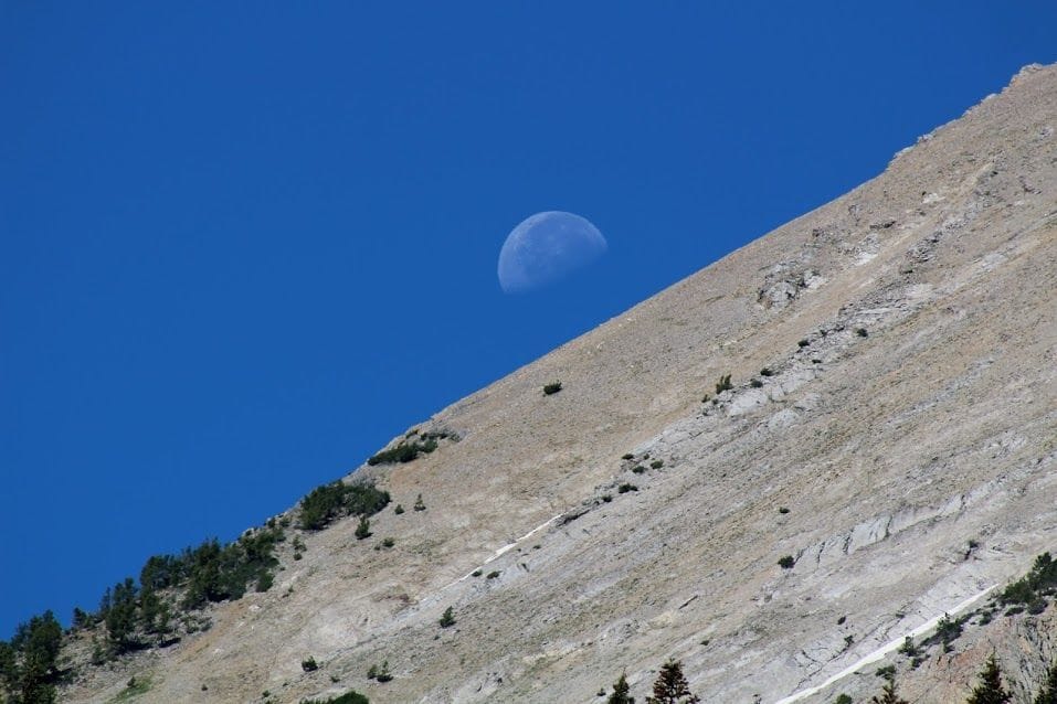Artwork Title: The moon sets over the ridge line of Montana's Woodward mountain