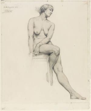 Artwork Title: Full-length Seated Female Nude, ¾ view