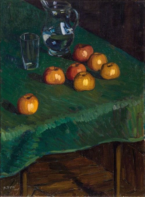 Artwork Title: Mele su tappeto verde (Apples on a Green Cloth)