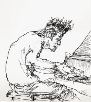 Artwork Title: Thomas Bartlett playing piano in the Irish Arts Center, NYC