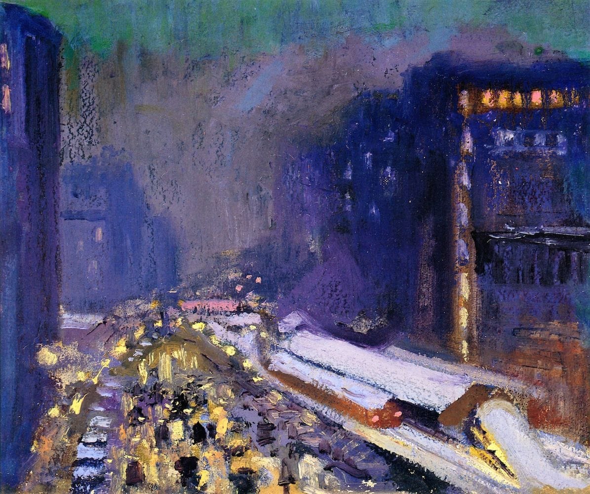 Artwork Title: Dusk over Chicago El Station