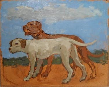 Artwork Title: Brown Dog and Grey Dog