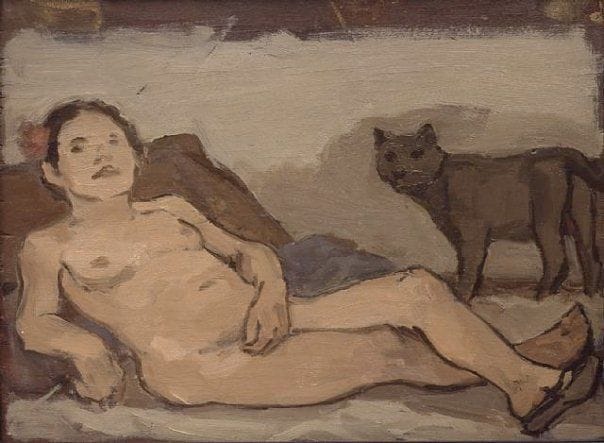 Artwork Title: Reclining Female Nude with Cat