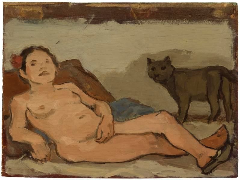 Artwork Title: Reclining Female Nude with Cat