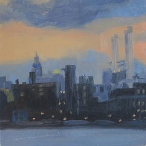 Artwork Title: East River View, Smoke Stacks, Manhattan