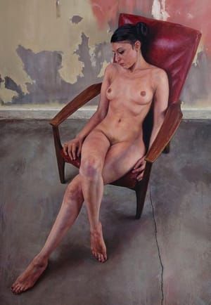 Artwork Title: Nude On Red Chair
