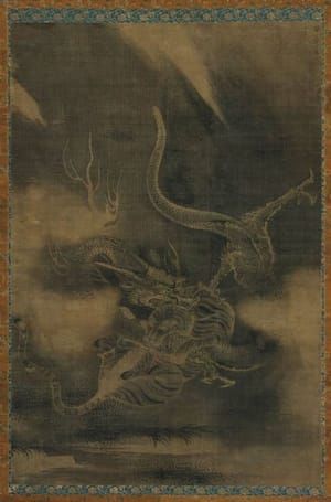 Artwork Title: Hanging scroll with Dragon and Tiger motif. N.d., second half of the 13th century