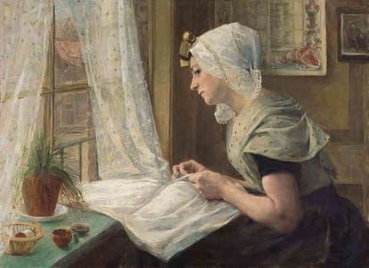 Artwork Title: Handwerkende vrouw in Zeeuwse dracht (Woman in Zeeland Dress doing Handwork)