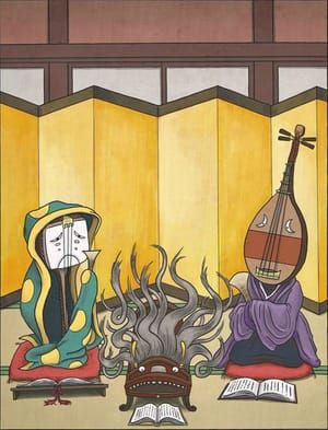 Artwork Title: Shami chōrō, Koto Furunushi, Biwa Bokuboku
