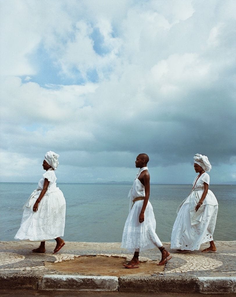 Artwork Title: White dresses billow in Salvador, Brazil