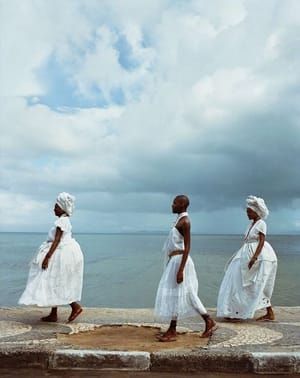 Artwork Title: White dresses billow in Salvador, Brazil