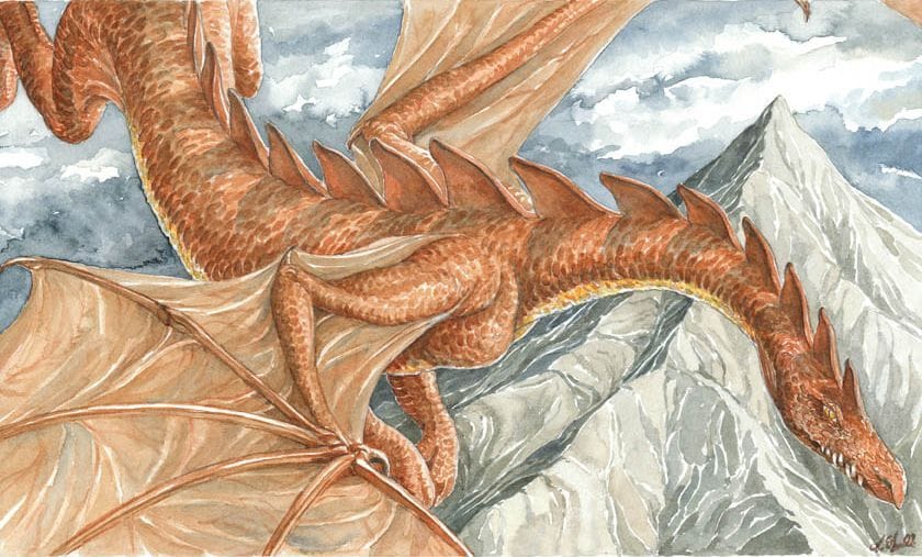Artwork Title: Smaug over the Lonely Mountain