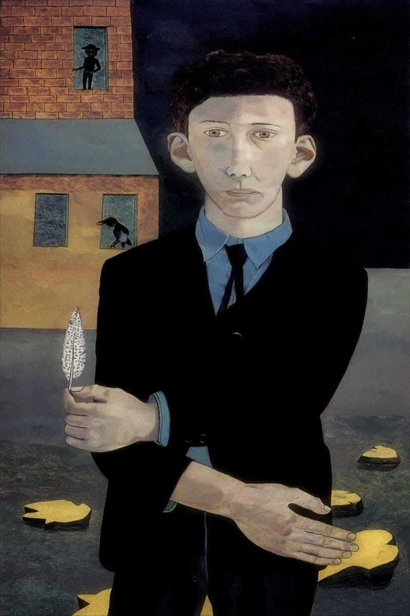 Artwork Title: Man with a Feather (Self-portrait)