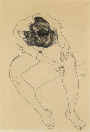 Artwork Title: Seated female nude, viewed from above