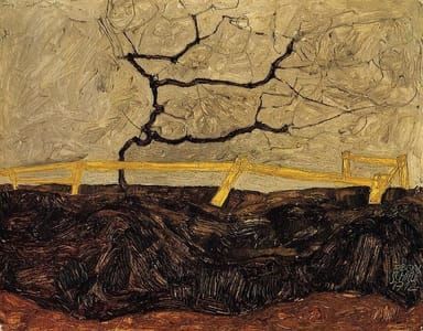 Artwork Title: Bare Tree behind a Fence
