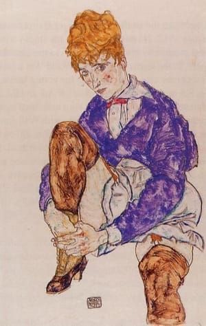 Artwork Title: Portrait of the Artist's Wife Seated, Holding Her Right Leg
