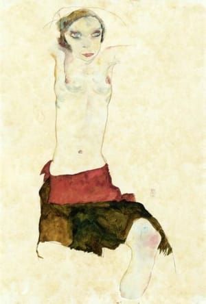 Artwork Title: Semi Nude with Colored Skirt and Raised Arms