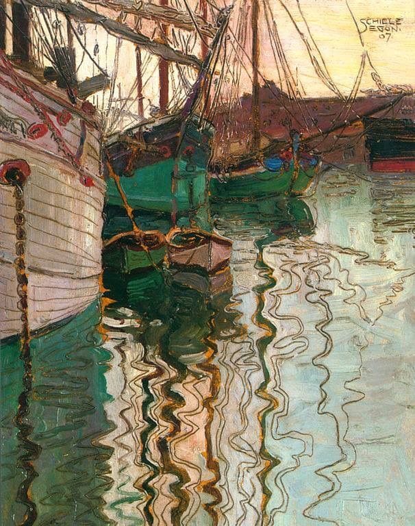 Artwork Title: Sailboats in Wellenbewegtem Water