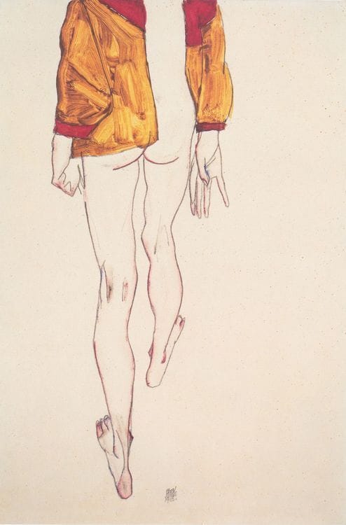 Artwork Title: Standing Half Nude With A Brown Jacket
