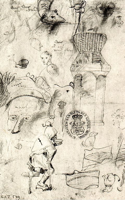 Artwork Title: Various Sketches and a Beggar
