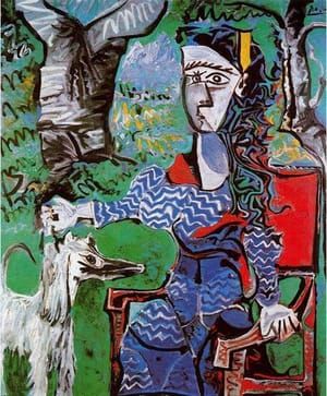 Artwork Title: Woman with Dog Under a Tree