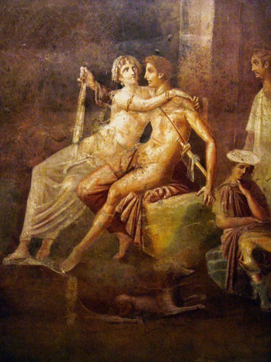 Artwork Title: Dido and Aeneas - Ancient Roman fresco in the National Archaeological Museum of Naples