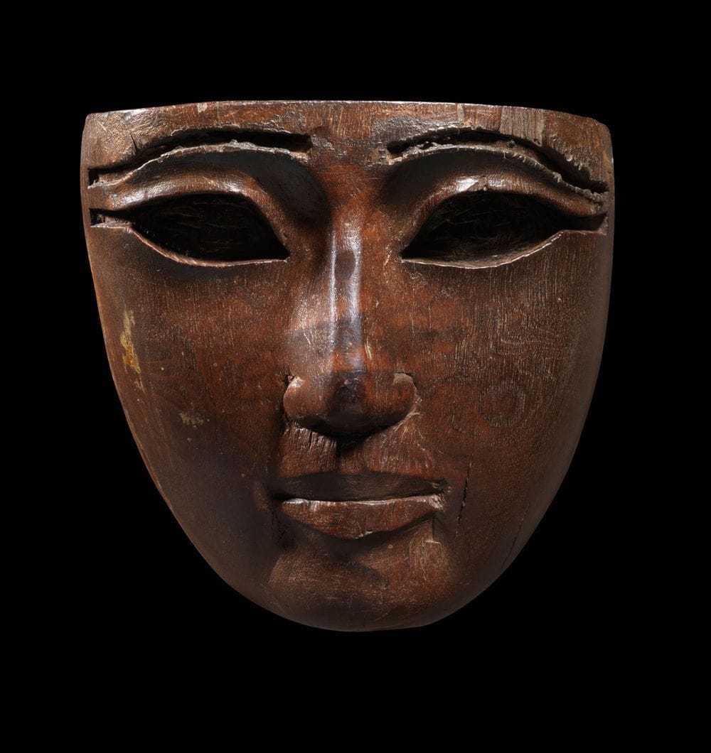Artwork Title: Egyptian wood mask, New Kingdom, 18th Dynasty-1295 BC