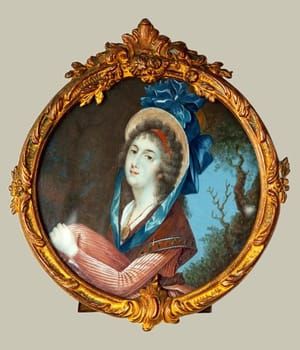 Artwork Title: French watercolor portrait miniature of a woman