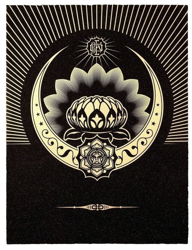 Artwork Title: Obey Lotus Crescent (Black and Gold)