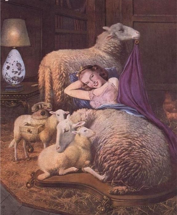 Artwork Title: Girl Lying with Sheep