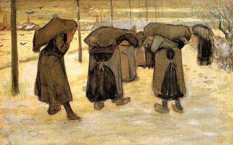 Artwork Title: Miners' Wives Carrying Sacks of Coal