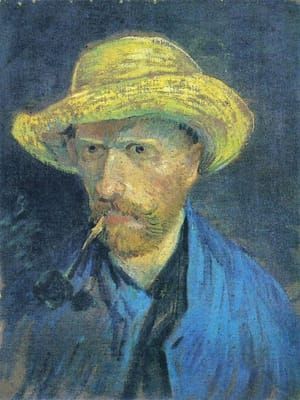 Artwork Title: Self Portrait with Straw Hat and Pipe