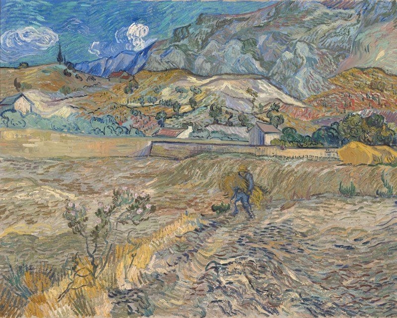 Artwork Title: Enclosed Wheat Field with Peasant / Landscape at Saint-Rémy