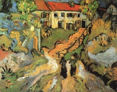 Artwork Title: Village Street and Steps in Auvers with two Figures