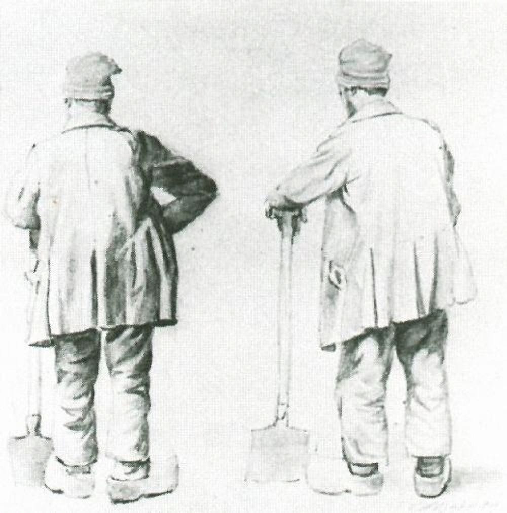 Artwork Title: Two Sketches of a Man Leaning on His Spade