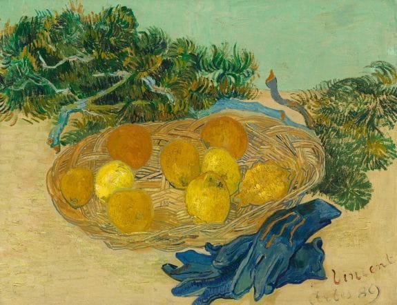 Artwork Title: Still Life With Oranges, Lemons And Blue Gloves