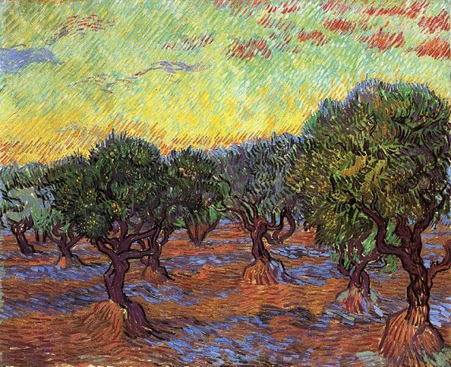 Artwork Title: Olive Grove Orange Sky