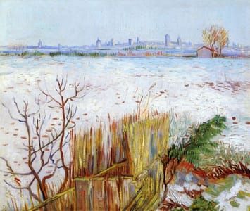 Artwork Title: Snowy Landscape with Arles in the Background