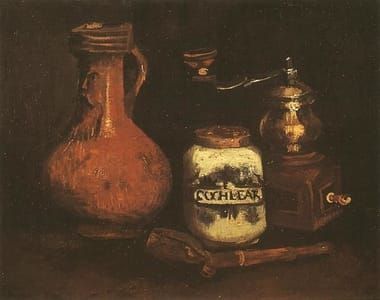 Artwork Title: Still Life With Coffee Mill, Pipe Case And Jug