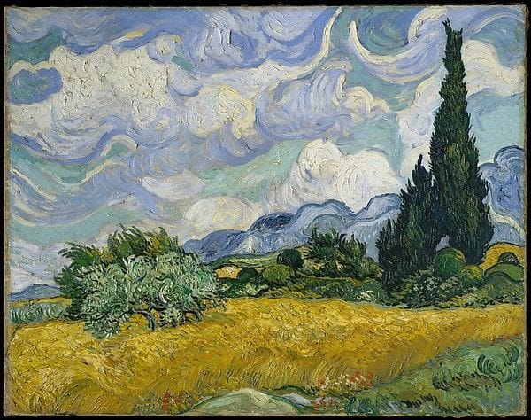 Artwork Title: Wheat Field With Cypresses