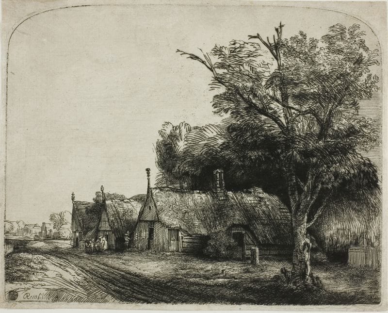 Artwork Title: Landscape with Three Gabled Cottages beside a Road