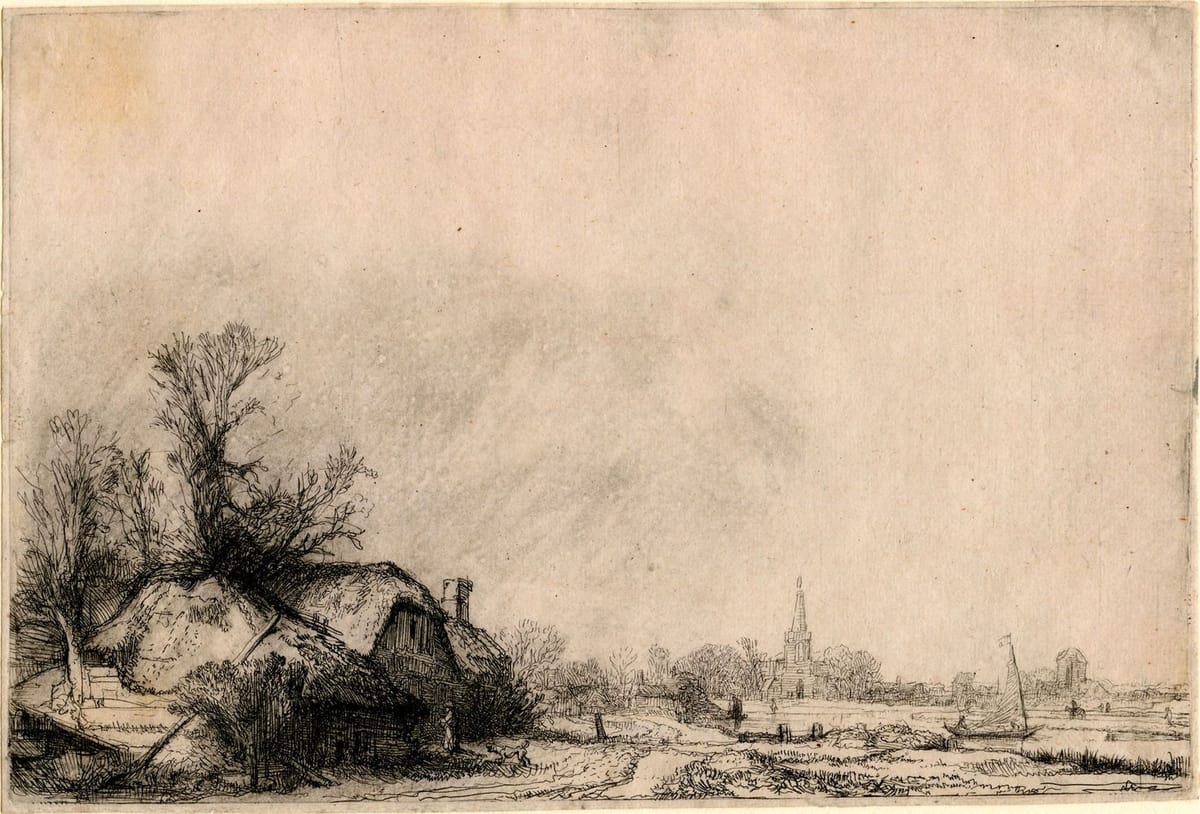 Artwork Title: Cottages Beside a Canal: A View of Diemen