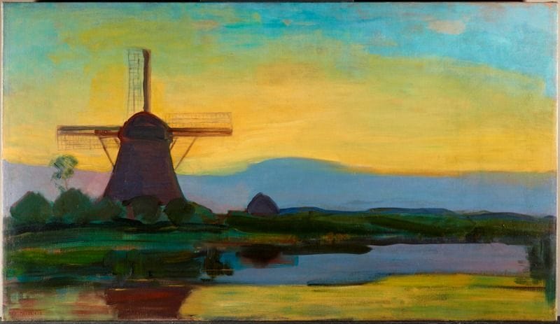 Artwork Title: Oostzijdse Mill with Extended Blue, Yellow and Purple Sky