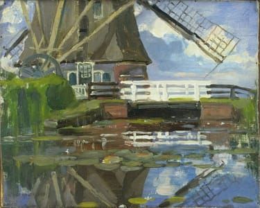 Artwork Title: Truncated View of the Broekzijder Mill on the Gein, Wings Facing West