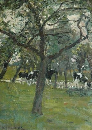 Artwork Title: Cows under Trees by a Stream