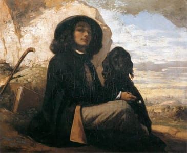 Artwork Title: Self Portrait with Black Dog
