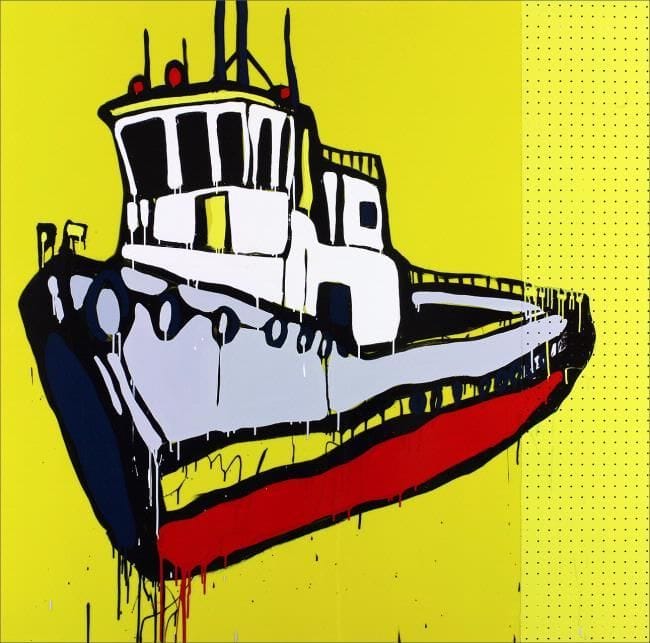 Artwork Title: Floating Yellow Tug Boat