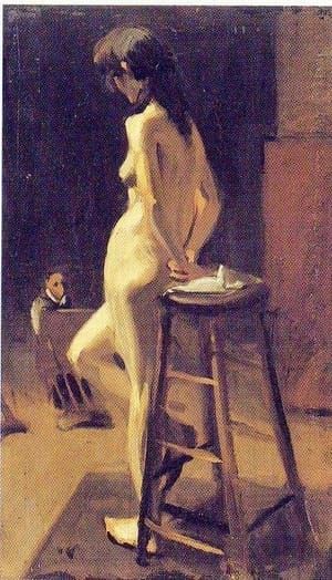 Artwork Title: Standing Female Nude with Painter in Background